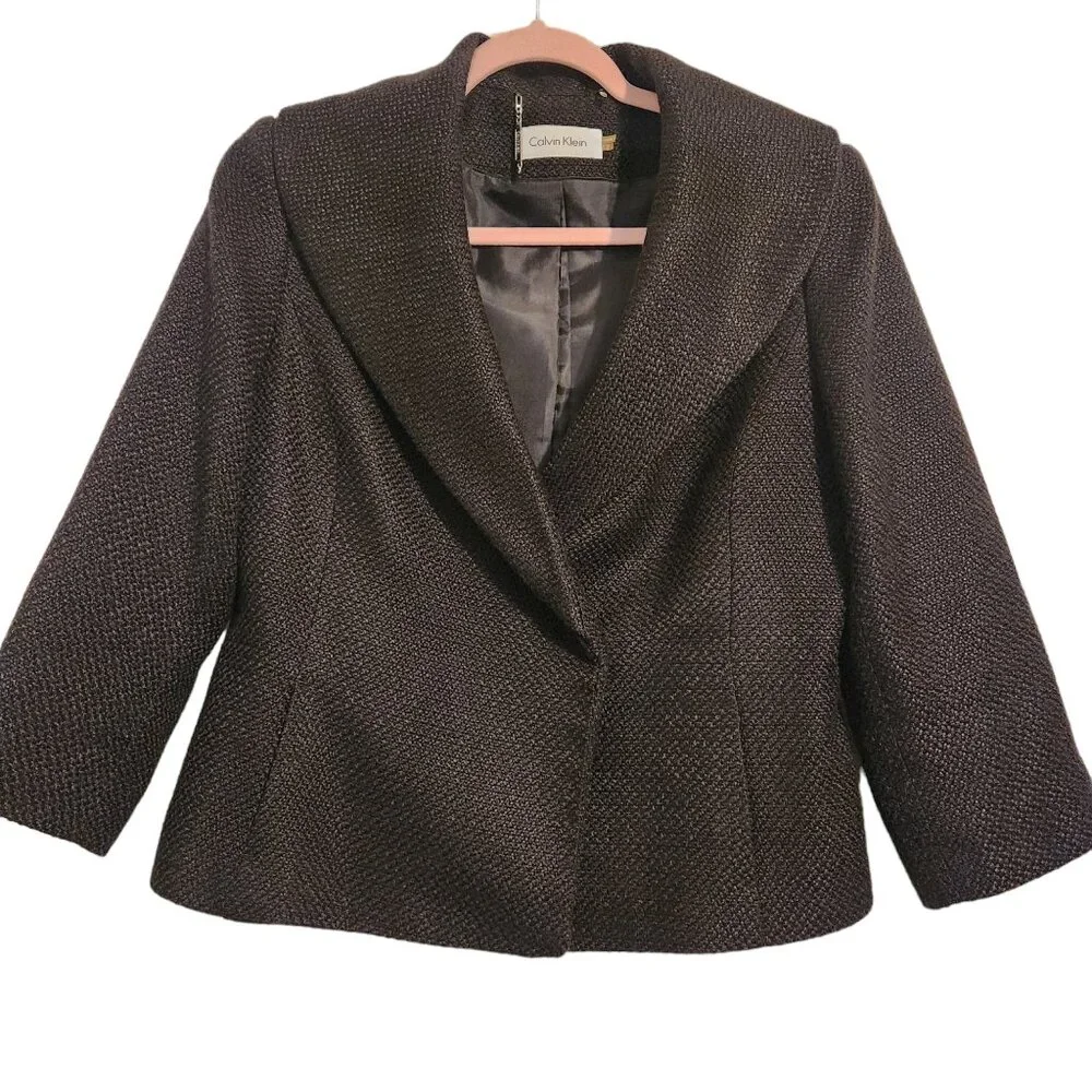 Calvin Klein Lined Black Jacket Size 12 - Picture 2 of 10